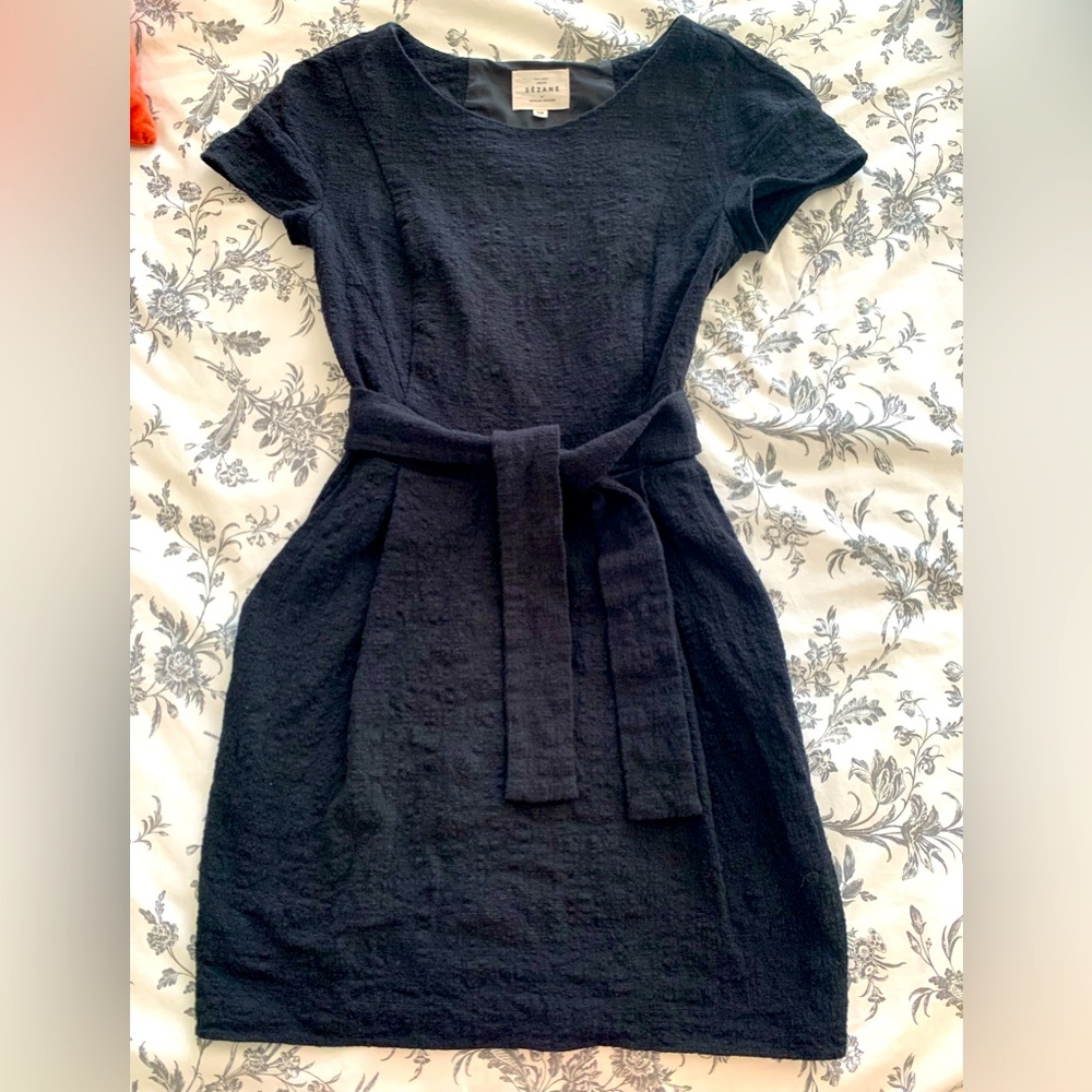 Sezane black mini dress 34
